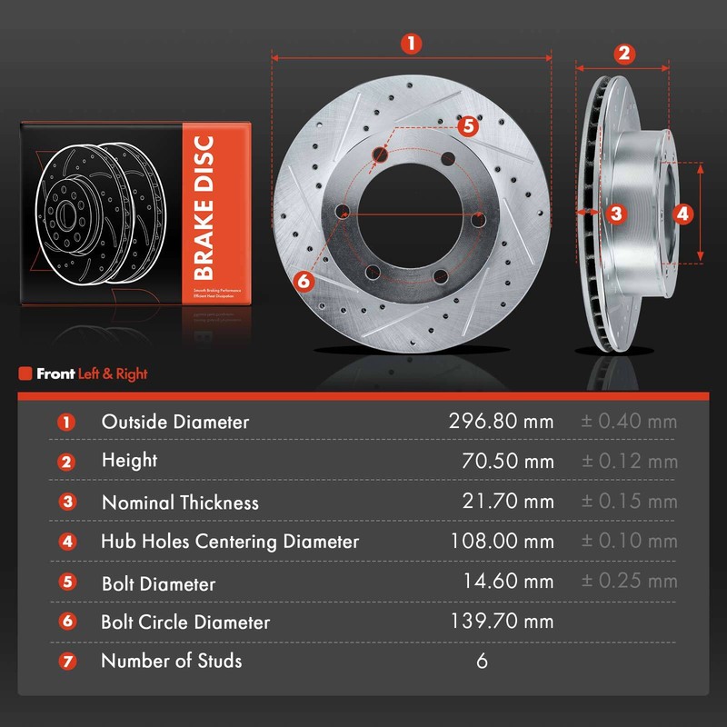 297mm Front Drilled Slotted Brake Rotors for Toyota 4Runner 96-02 Tacoma 95-04 gallery