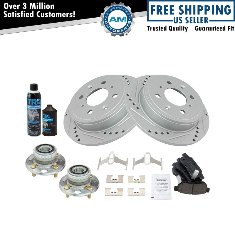 Wheel Hub Ceramic Brake Pad Performance Rotor Kit Rear w/Chemicals