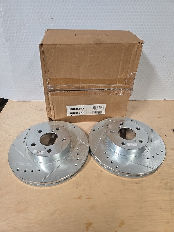 Disc Brake Rotor Set-Front Drilled, Slotted and Zinc Plated Brake Rotor Pair