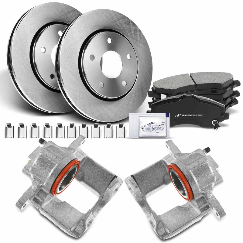 Front Disc Brake Rotor & Pad+Brake Caliper for Dodge Ram Chrysler Town & Country