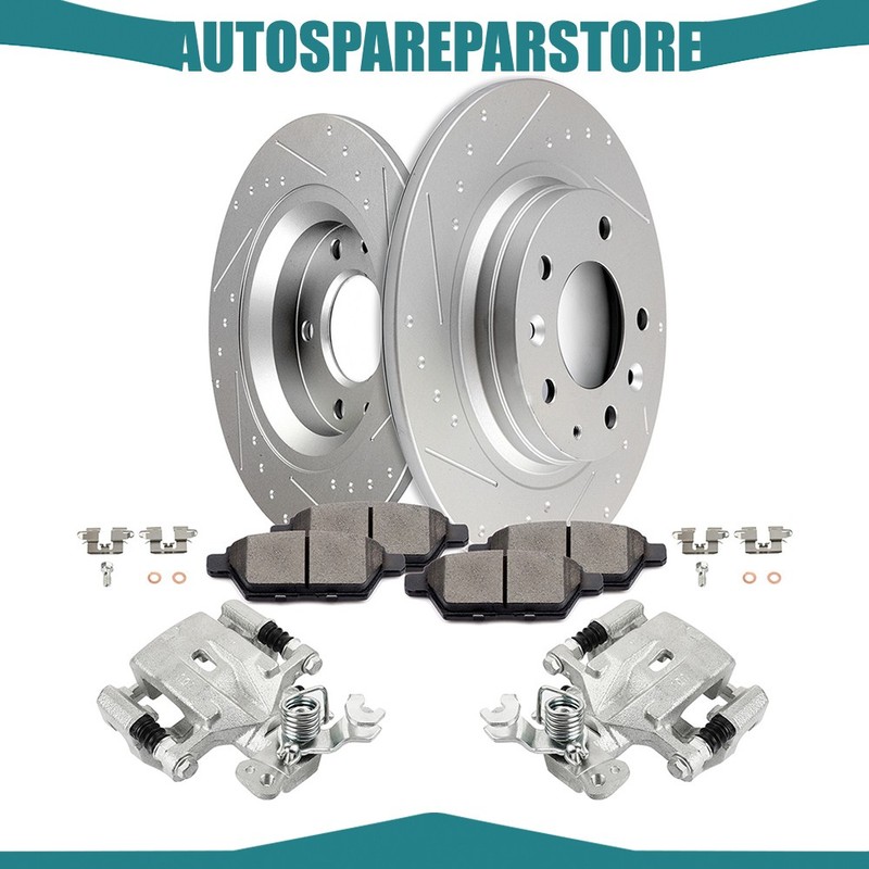 Brake Calipers w/ Rotors & Ceramic pads Rear Slotted For Lincoln MKZ Ford Fusion