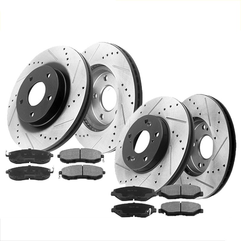 Front + Rear Brake Rotors and Ceramic Brake Pads For 2003-2007 Honda Accord 5lug