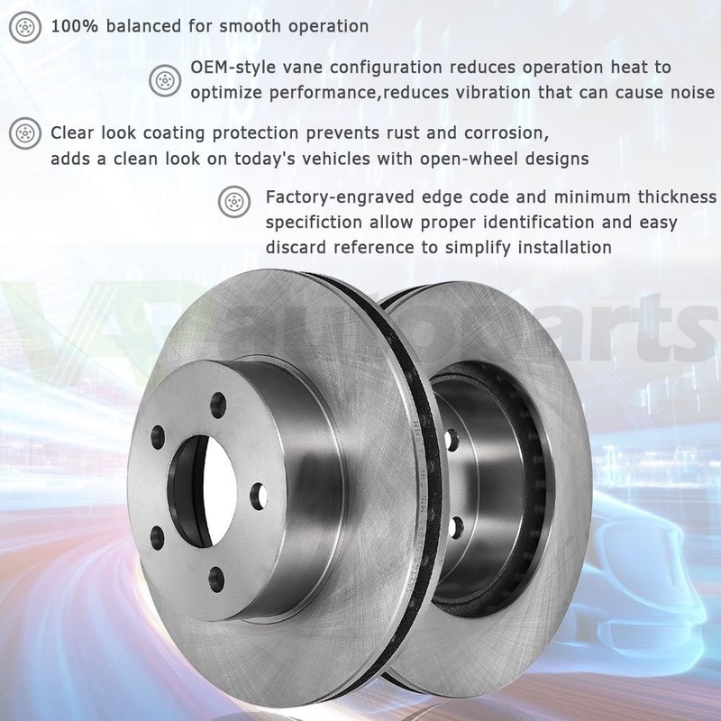 Front Vented Brake Rotors Discs Fits 2001 2002-2007 Chrysler Town & Country 3.3L gallery