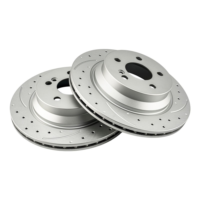 Zinc Plated Rear Drilled & Slotted Brake Rotors For Mercedes-Benz E350 GLK350 gallery