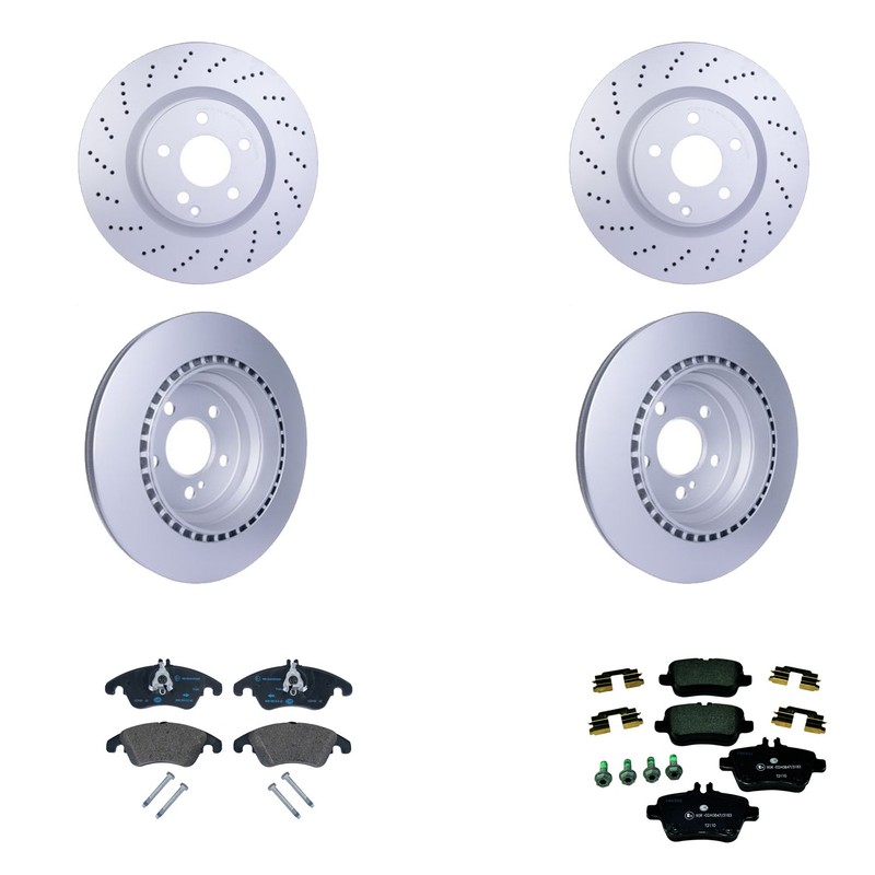 Hella Front Rear Rotors Low-Met Disc Brake Pad Kit For R172 SLC300 SLK250 SLK350