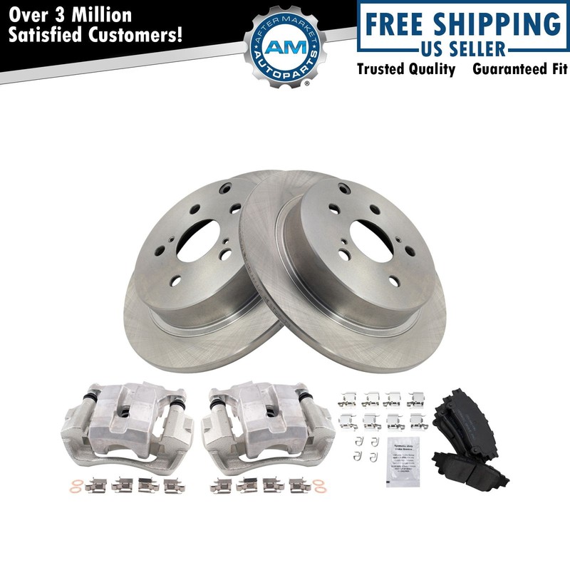 Rear Brake Calipers Ceramic Pads & Rotors Fits 2012-2017 Toyota Prius V