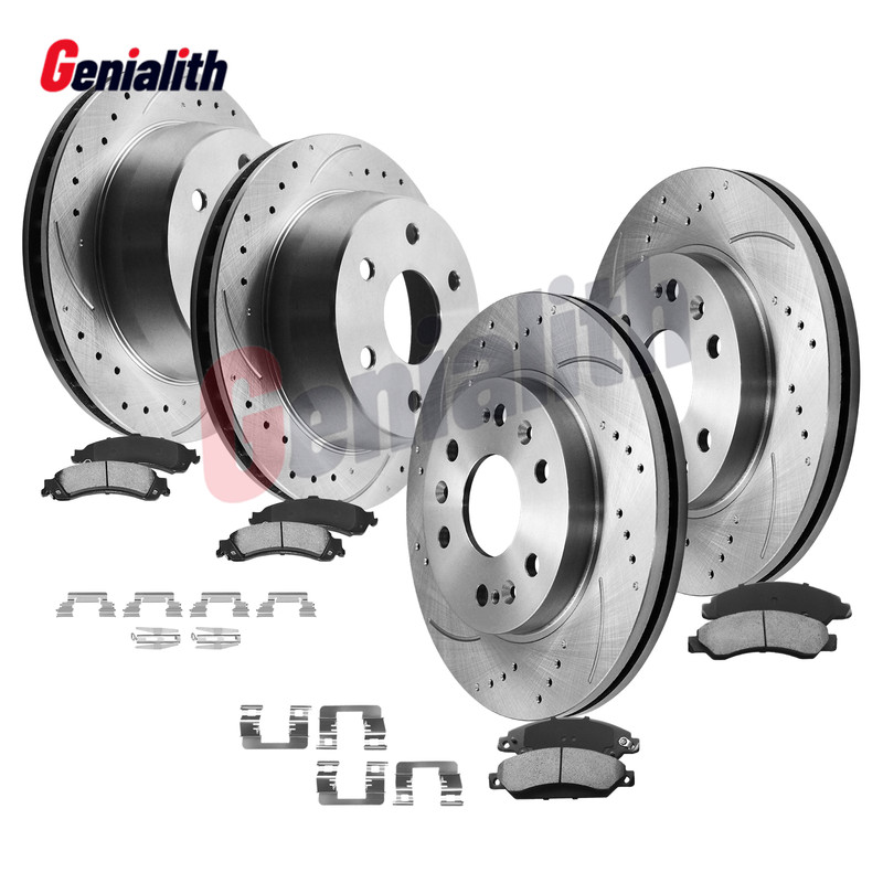 Front Rear Drilled Rotors Brake Pads Kit for 2005-2006 Silverado Sierra 1500
