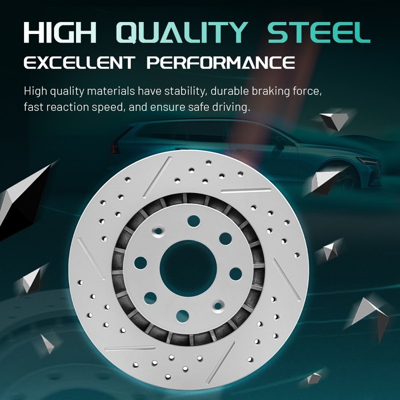 Front & Rear Drilled Disc Brake Rotors for Ram 1500 Except 6.2L 2019-2022 2023 gallery