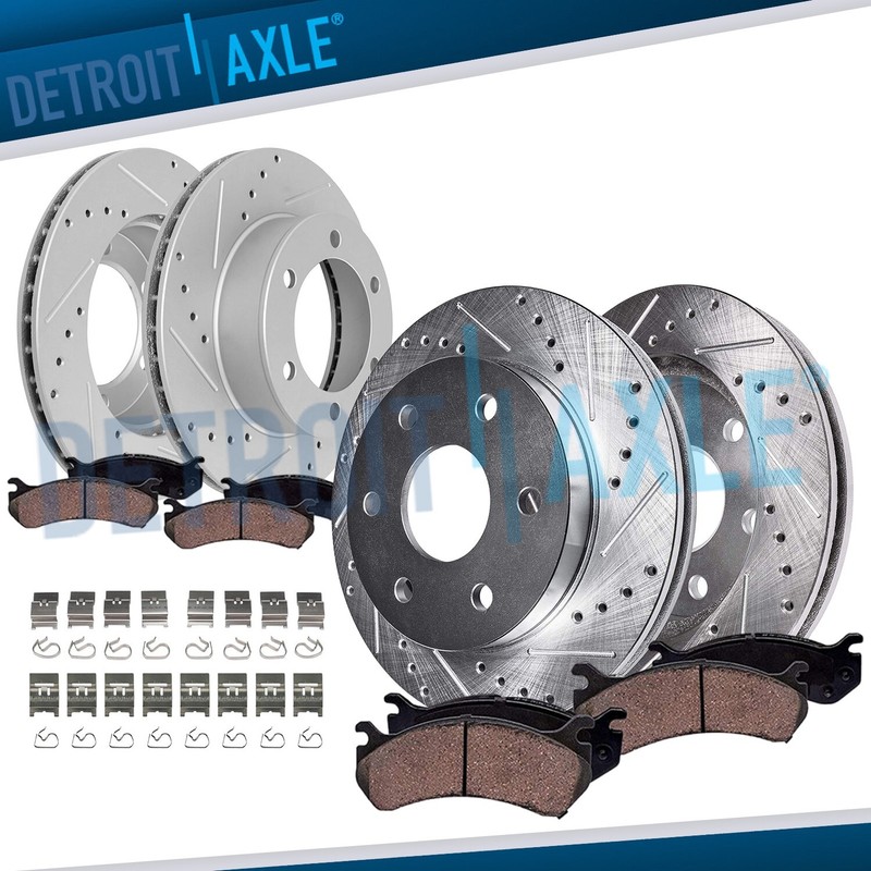 8pc Front Rear Drilled Brake Rotors and Brake Pads Kit for 2019-2022 Ford Ranger