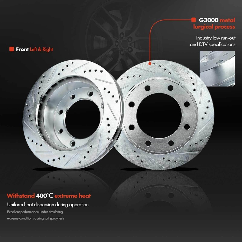 Front &Rear Drilled Brake Rotors &Brake Pads for Ford Excursion F-250 Super Duty gallery