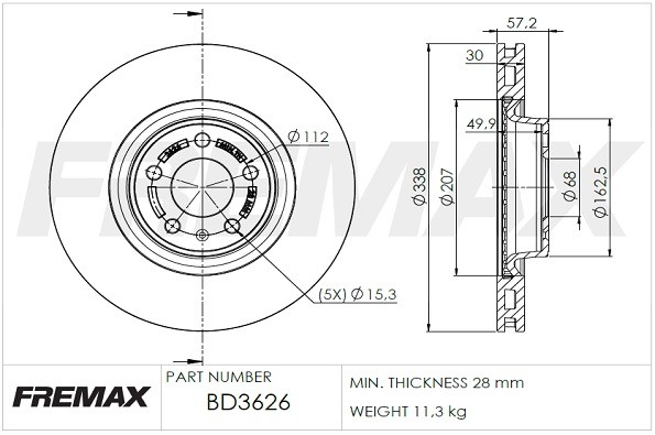Remax BD-3626 Brake Disc for Audi gallery