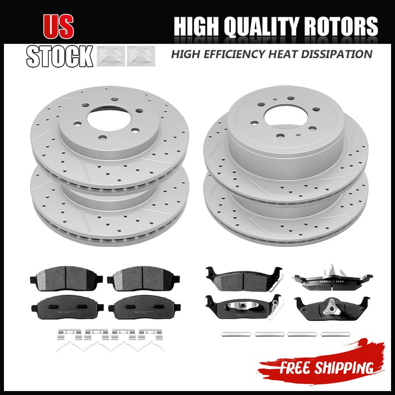 Front Rear Disc Rotors & Ceramic Brakes Pads for 2004-2008 Ford F-150 Mark LT