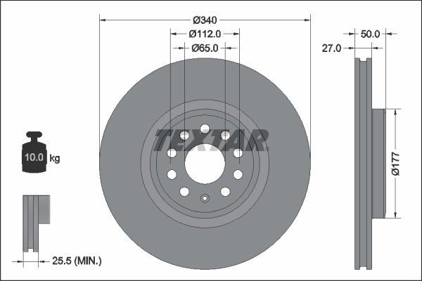 Textar 92337405 Brake Disc for Audi, Cupra, Skoda, VW gallery