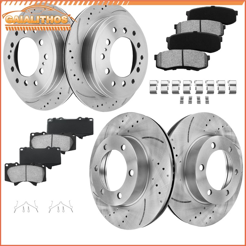 Front & Rear Disc Brake Rotors Ceramic Brake Pads Kits for 01-07 Toyota Sequoia