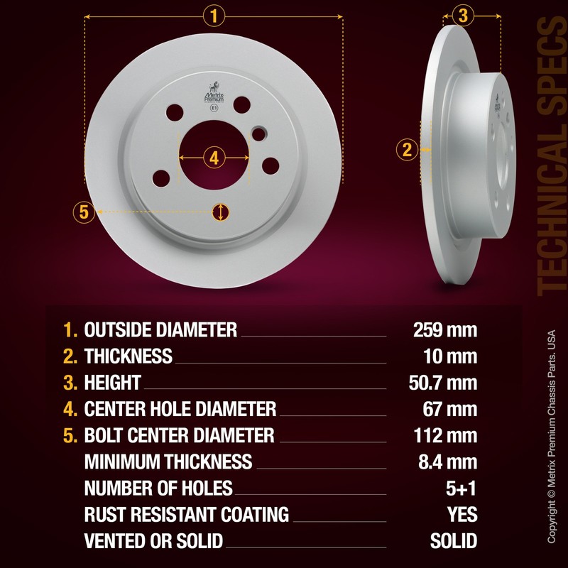 Rear Disc Brake Rotor for 2014-2024 Mini Cooper 2PC 34216799383 10.2 in gallery