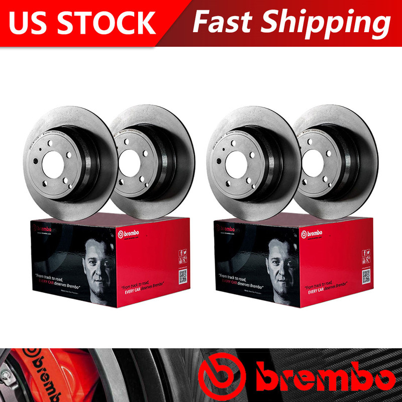 Fits 1992-1994 Audi 100 Front + Rear Coated Brake Rotors - Brembo Premium OE