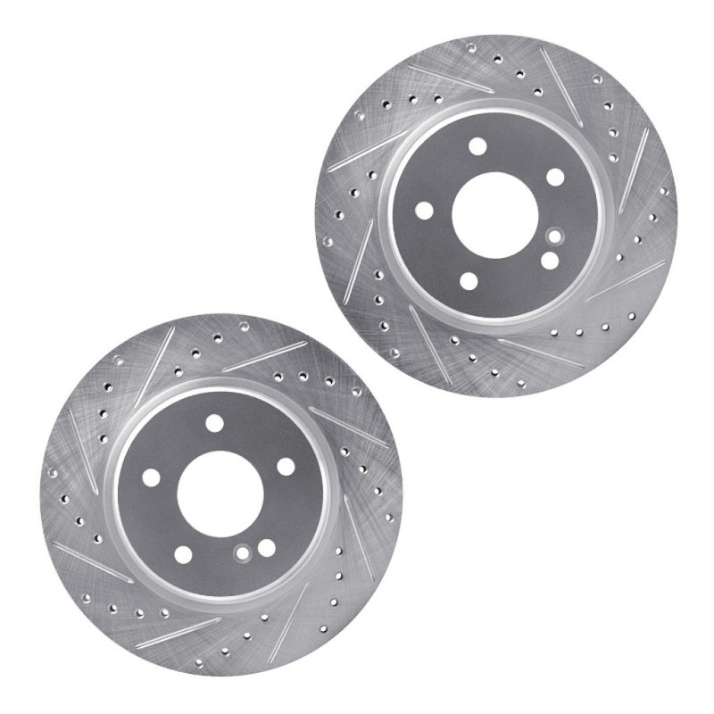 For Mercedes-Benz C55 AMG 2005 2006 Rotors | Silver | Drilled And Slotted Rotor gallery