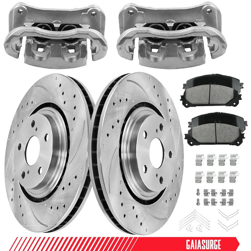Front Brake Rotors Pad Caliper for 2011-2020 Toyota Sienna 2010-2015 Lexus RX350