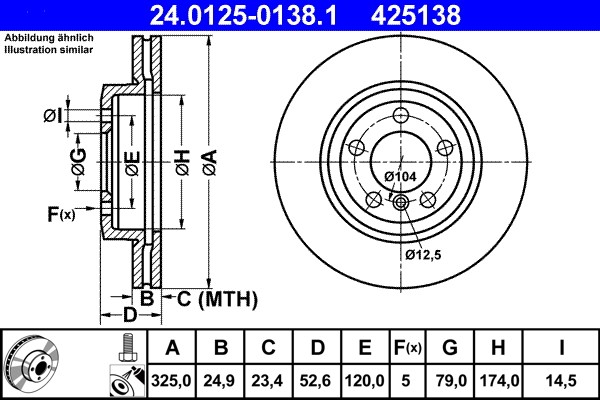 ATE 24.0125-0138.1 Brake Disc for BMW
