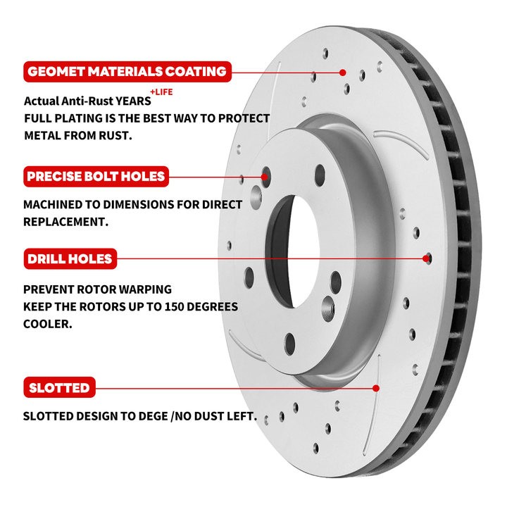 Rear Drilled Rotors Ceramic Pads Kits For Toyota Avalon 2000 2001 2002- 2004 gallery
