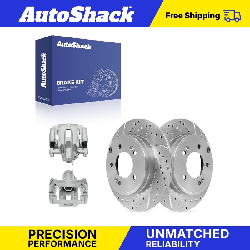 Rear Drilled Slotted Brake Rotors Calipers for Hyundai, Sonata 2006, FWD V6 3.3L