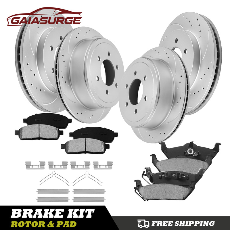 4WD Front Rear Drilled Rotors Pads for 2004 – 2008 Ford F-150 Lincoln Mark LT