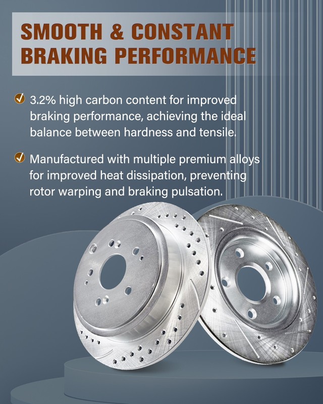 Front & Rear Drilled Brake Rotors for Honda Accord 2005 - 2017 Civic 2015 gallery