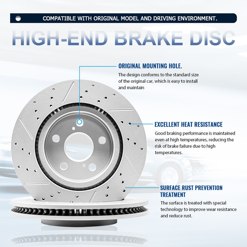 Front Drilled Brake Rotors for 2012-2015 Toyota Prius Lexus Plug-In Lexus CT200h gallery