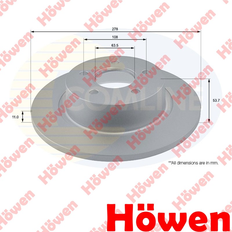 Fits Ford Transit Connect 2002-2013 1.8 D dCi Brake Disc Rear Howen #1