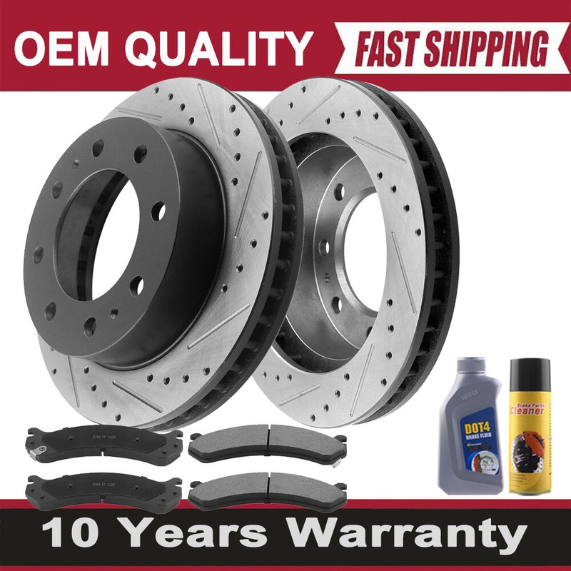 Front Brake Rotors with Ceramic Brake Pads for 2003-2014 Chevy Express 2500 CW