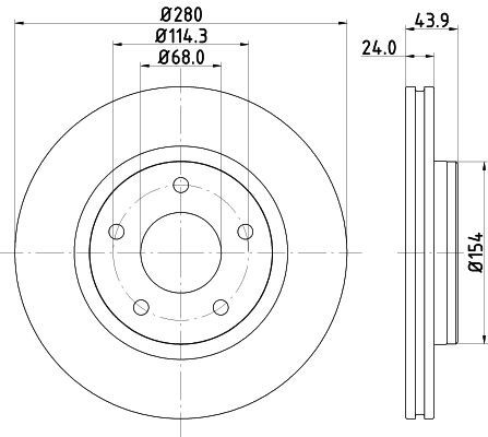 2X Mintex MDC2280 Front Brake Discs 280mm Vented Fits Infiniti Nissan Bluebird