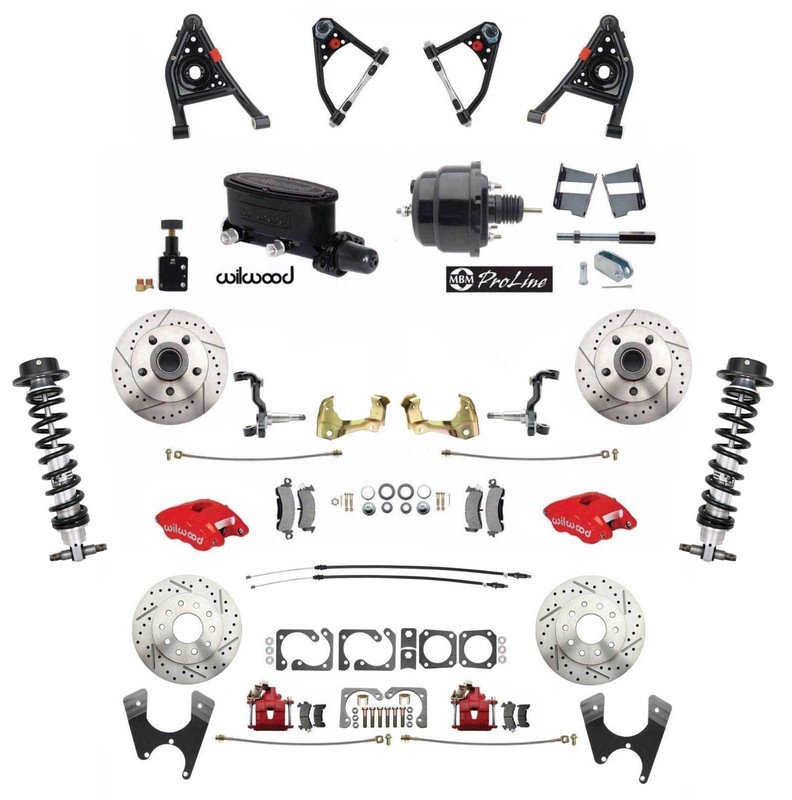 1968 69 Camaro Red Wilwood Caliper Disc Brake Kit Control Arms Aldan Coil Overs