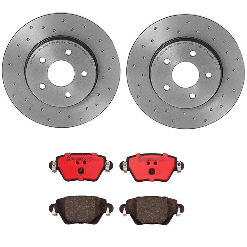Brembo Rear Brake Kit Xtra Disc Rotors Ceramic Pads For Jaguar X-Type 2002-2005