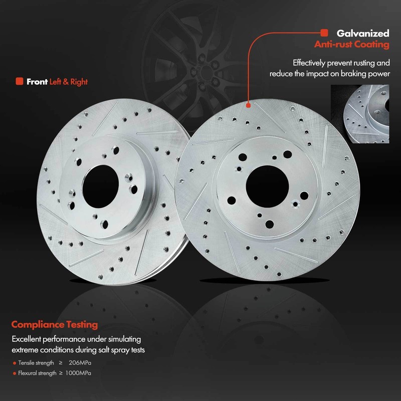 Front Drilled Rotor & Ceramic Brake Pads for Honda Accord 2003-2017 Civic 13-18 gallery