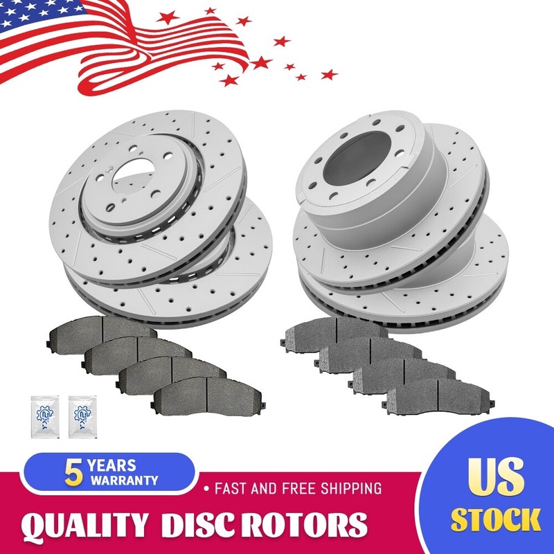 Front Rear Brake Rotors & Ceramic Pad For 2013-2021 Ford F-250 Super Duty F-350