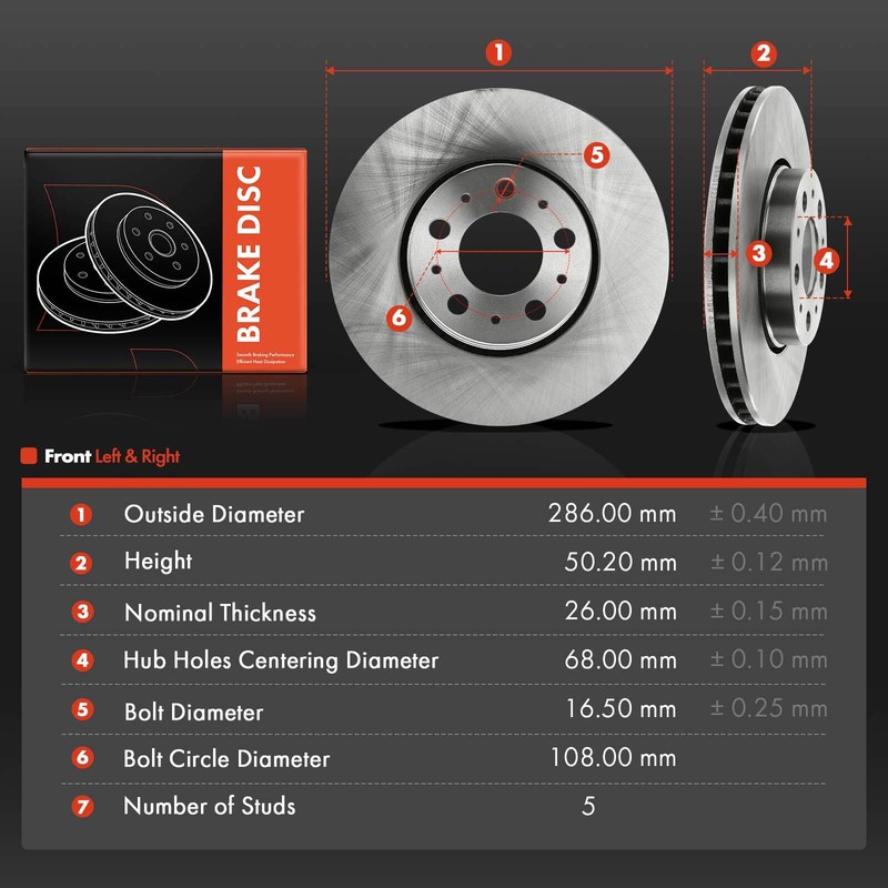 Pair 2 Front Disc Brake Rotors for Volvo XC70 2003-2007 S60 2001-2009 S80 V70 gallery