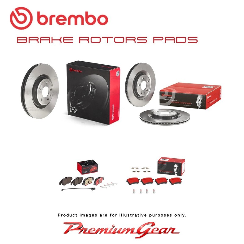 Front+Rear Brembo UV Coated Disc Rotors+Xtra Brake Pads for Audi A5 8F7 14-16