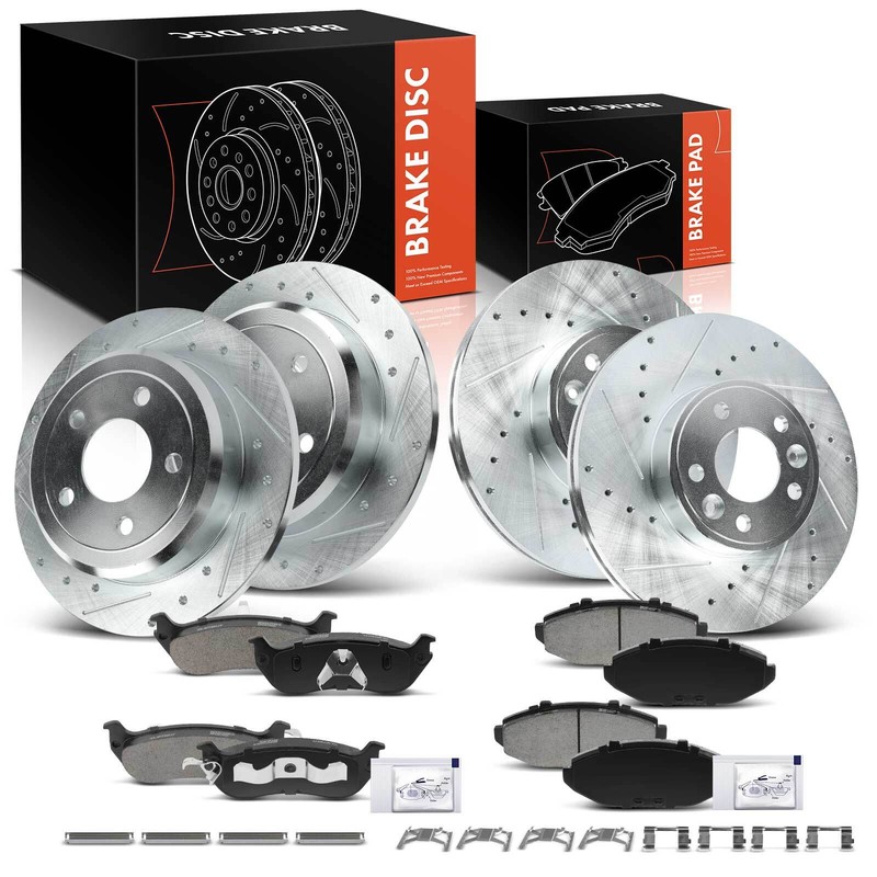 12x Drilled Brake Rotors&Ceramic Brake Pads for Ford Crown Victoria Front & Rear