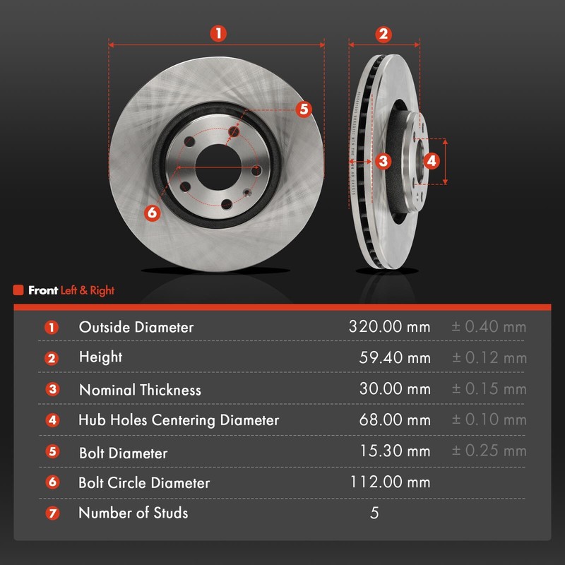 2x Front Left & Right Disc Brake Rotors for Audi A6 Quattro 2005-2011 A6 06-11 gallery