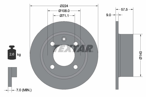 2X 92059700 Textar Brake Disc for Citroën