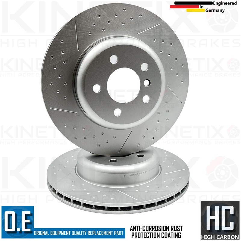 FOR BMW 335d xDrive F30 M SPORT DIMPLED GROOVED REAR BRAKE DISCS PAIR 345mm gallery