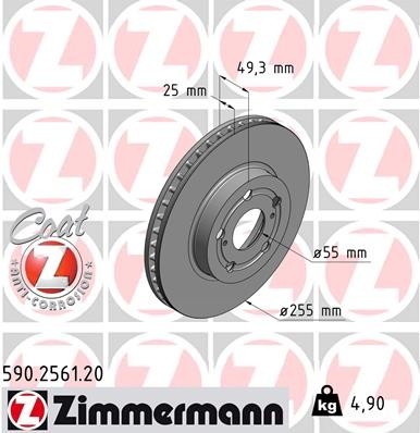 Zimmermann 590.2561.20 Brake Disc for Toyota, Toyota (FAW)