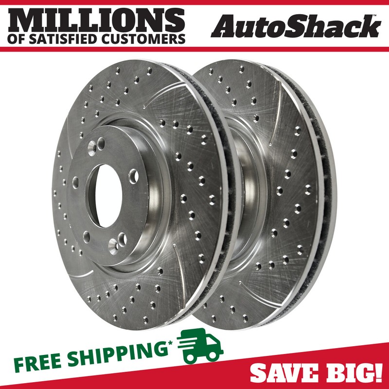 Front Drilled Slotted Brake Rotors Silver Pair 2 for Hyundai Sonata Kia Optima