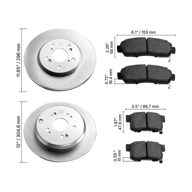 Uimoso Brake Kit for Front & Rear, Fits 2012-2016 Honda CR-V AWD Models gallery