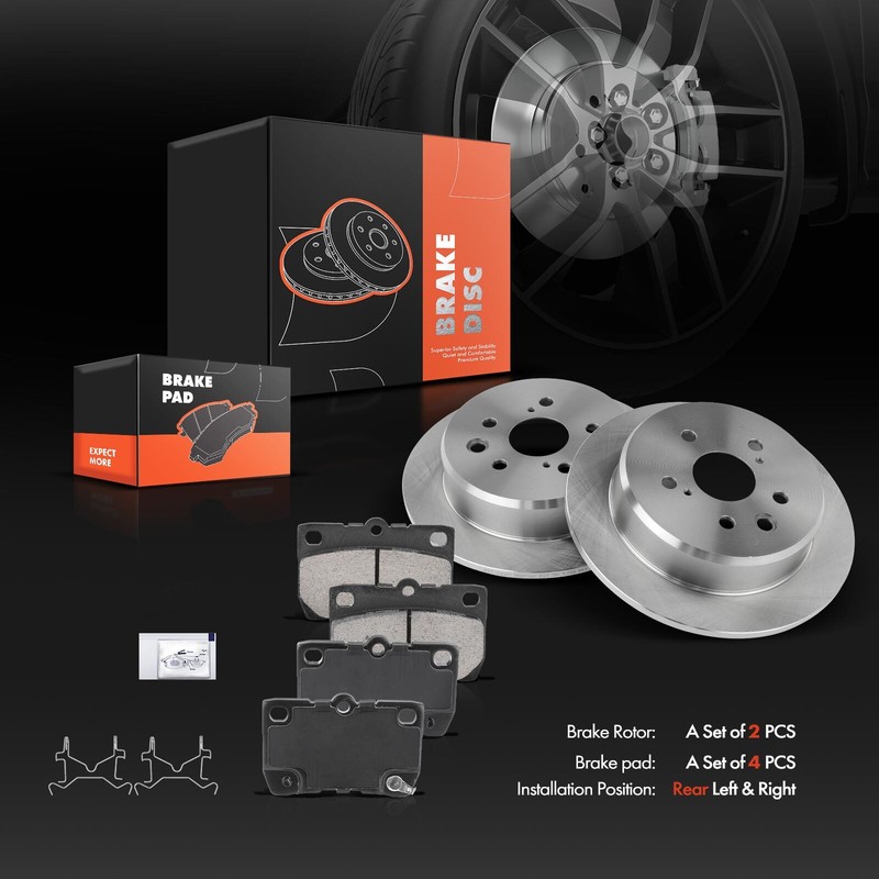 Rear Disc Brake Rotors & Ceramic Brake Pads for Lexus IS250 2006-2013 V6 2.5L gallery
