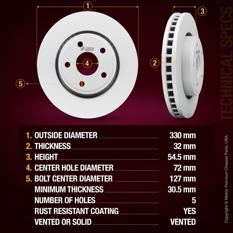 Front Coated Vented Brake Disc Rotor for Dodge Durango Jeep Grand Cherokee 2 PCS gallery
