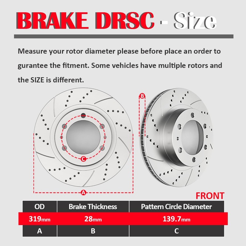 319mm Front Disc Rotors Ceramic Brake Pads for Toyota 4Runner Tacoma FJ Cruiser gallery