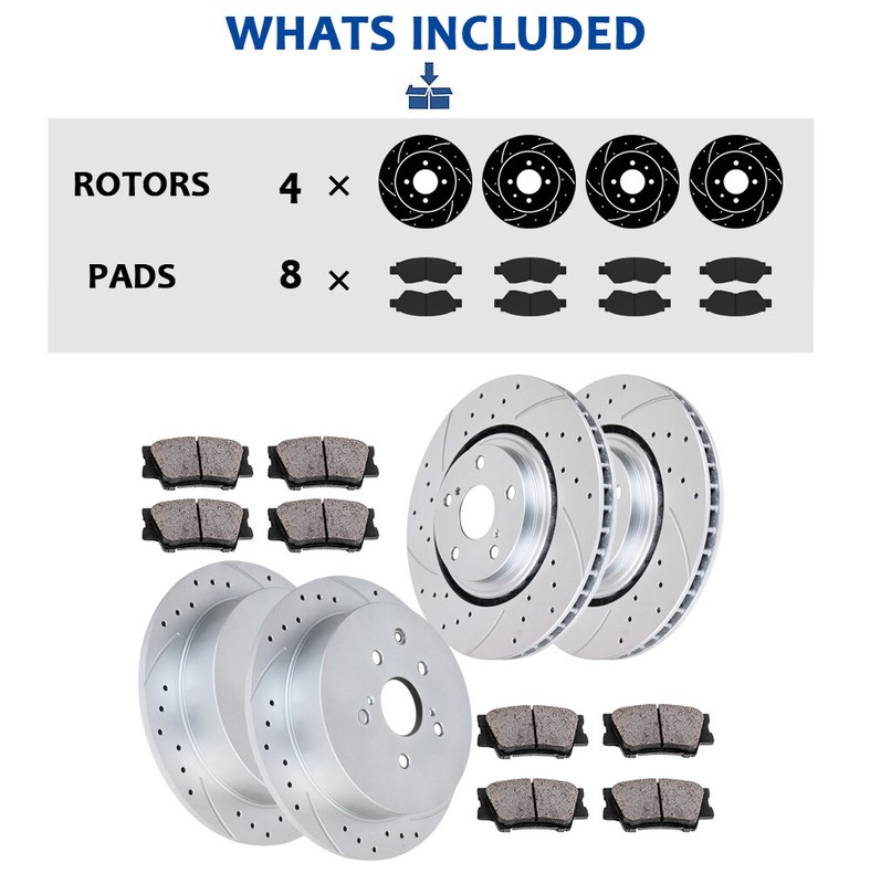 Front Rear Brake Rotors Pads Kit fit for Lexus RX350 2010-2015 Slotted Brakes gallery