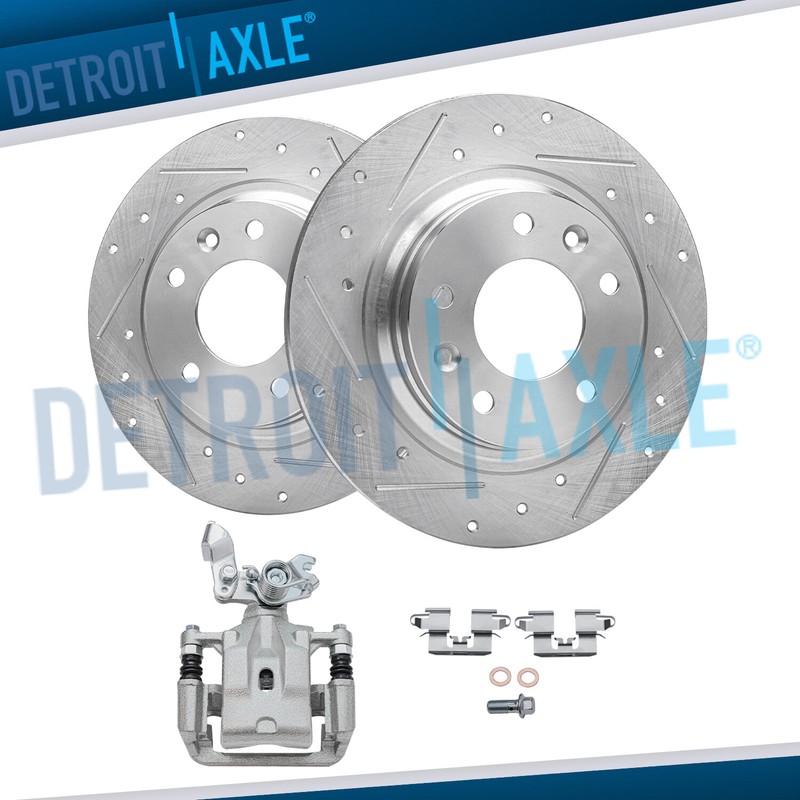 Rear Drilled Rotors + Left Brake Caliper for 2006-2011 Fusion Lincoln MKZ Milan