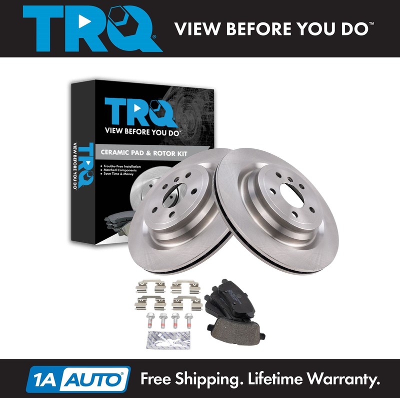 TRQ Rear Brake Pad & Rotor Kit Semi-Metallic Fits Mercedes-Benz